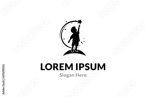 Child Reaching Star logo vector, Education logo design template