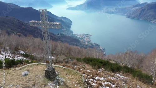 Aerial view of Lake Como from Camaggiore alp photo