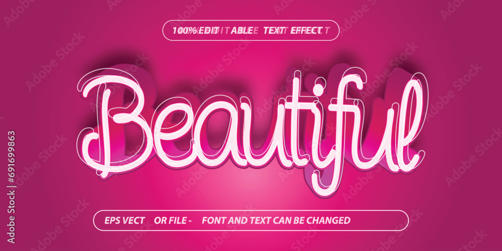 pink beautiful simple editable text effect - obrazy, fototapety, plakaty 