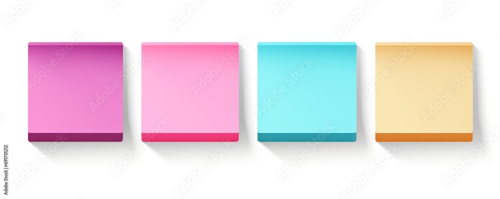 Set of four colorful vector blank sticky post it notes isolated on white background 