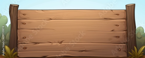 Blank cartoon wooden sign vector illustration 