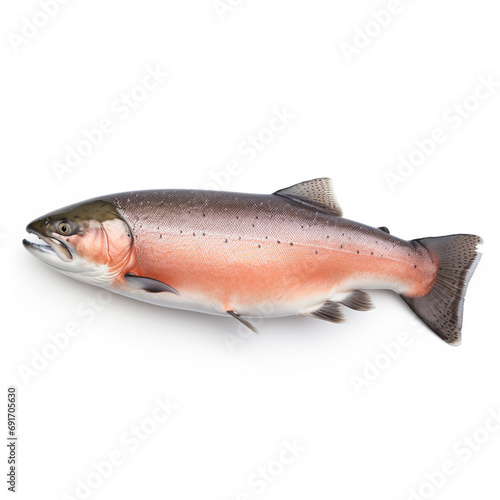 Salmon fish isolated on white without shadow. generative ai