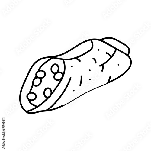 cannoli sweet food line icon vector. cannoli sweet food sign. isolated contour symbol black illustration