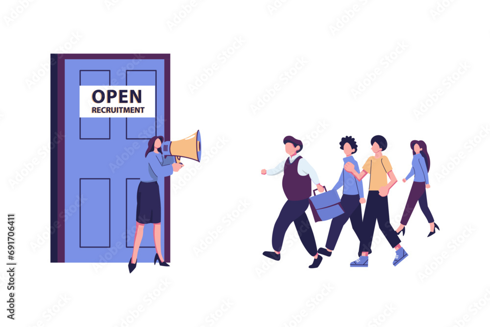 recruitment agency, job seekers, job applicants, vacancy announcement flat style illustration vector recruitment agency, job seekers, job applicants, vacancy announcement flat style illustration vector