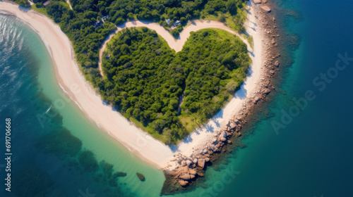 Heart-shaped tropical island, day light
