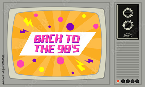 Banner with text BACK TO 90S and TV set