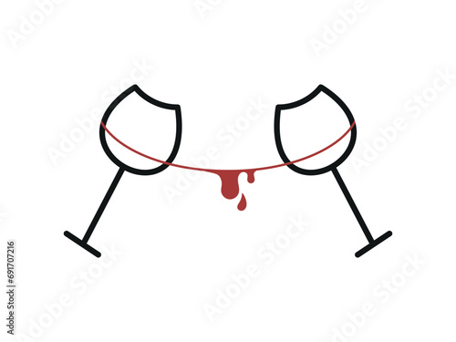 Glasses of wine. Drops of wine. Two glasses pour out wine.