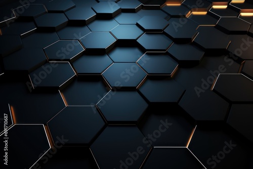 digital black hexagonal honeycomb background 