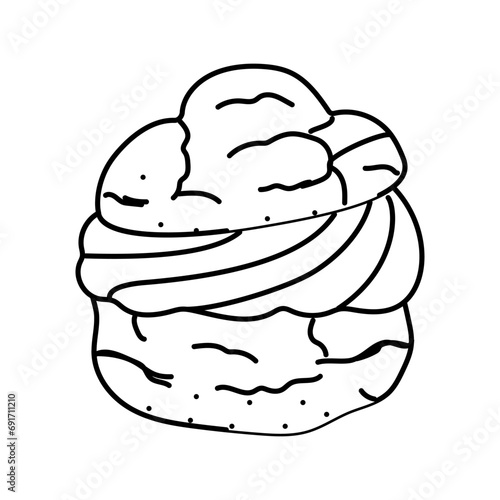vanilla cream puff food snack line icon vector. vanilla cream puff food snack sign. isolated contour symbol black illustration