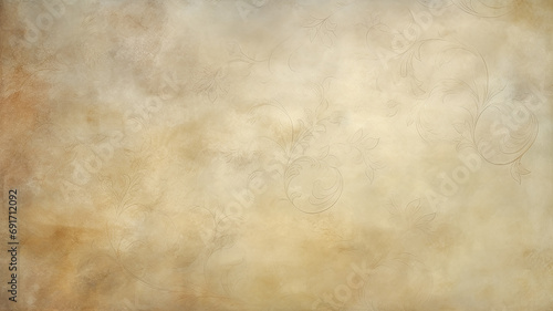 beige light brown background, warm abstract floral ornament on the wall surface copy space photo