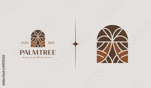 Palm Tree Logo Template. Universal creative premium symbol. Vector illustration. Creative Minimal design template. Symbol for Corporate Business Identity