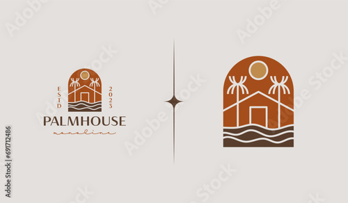 Beach House Resort Logo. Universal creative premium symbol. Vector sign icon logo template. Vector illustration