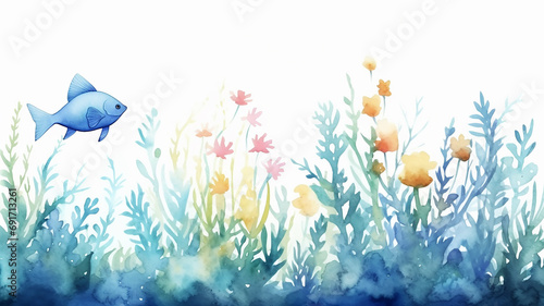 coral reef, children's isolated illustration on a white background, underwater world of the sea, home for fish and corals