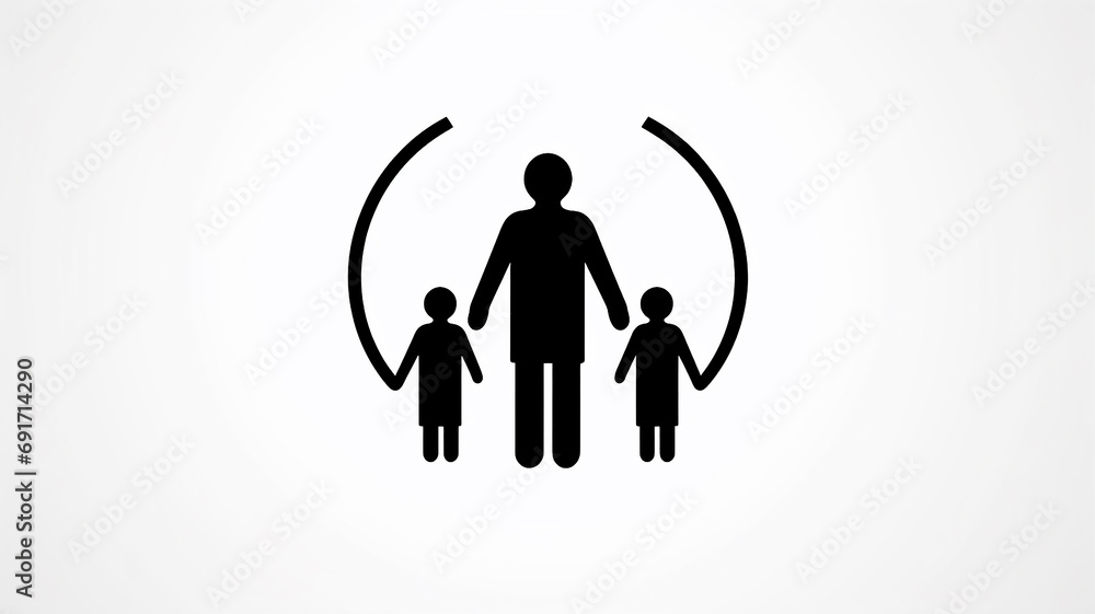 teacher logo flat black silhouette of a group of people on a white background, one adult with children, icon social issue, training, education, parenting teacher logo flat black silhouette of a group of people on a white background, one adult with children, icon social issue, training, education, parenting