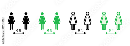 Social distancing icon set. social distance icon. self quarantine sign