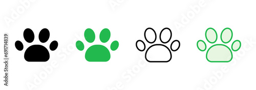 Paw icon set. paw print icon vector. dog or cat paw
