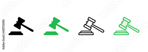 Gavel icon set. judge gavel icon vector. law icon vector. auction hammer