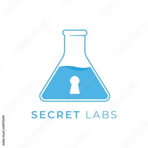 Secret Labs Erlenmayer object laboratory simple science logo, Consider incorporating a stylized, clean and minimalist design