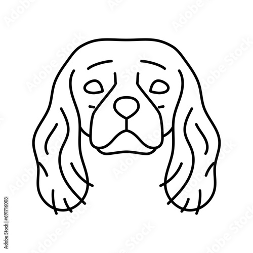 cavalier king charles spaniel dog puppy pet line icon vector. cavalier king charles spaniel dog puppy pet sign. isolated contour symbol black illustration