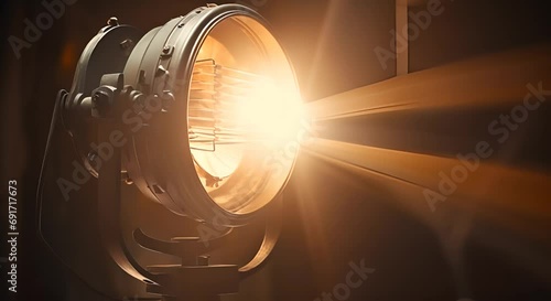 Close-up of theater lamp with bright light. Generative ai