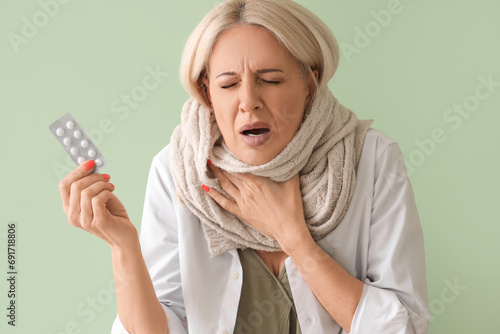 Ill mature woman with pills...