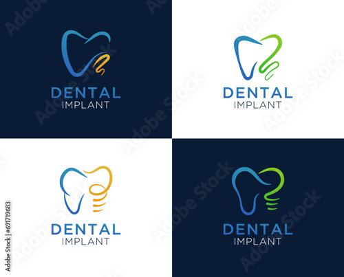 Set of dental implant logo design suitable for dentists