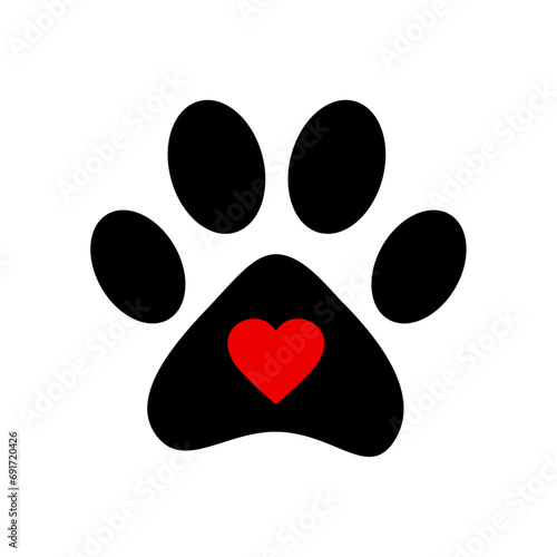 Paw print with heart icon inside