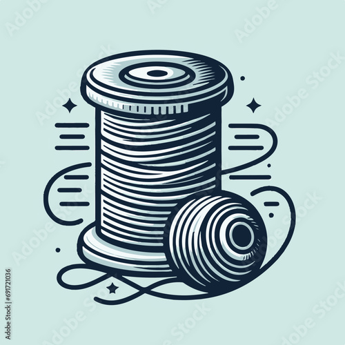     vector illustration of sewing thread, spool