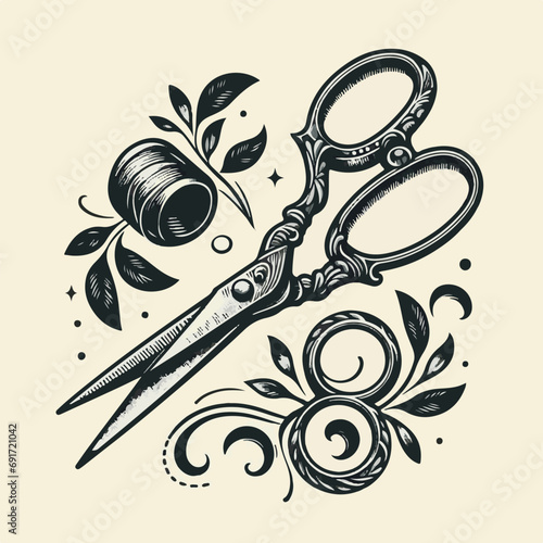 vector illustration of sewing scissors (tailor scissors)