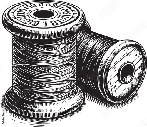 vector illustration of sewing thread, spool