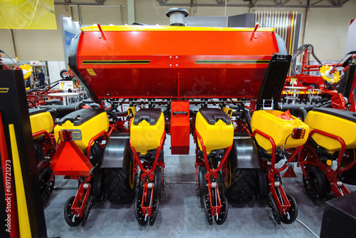Agriculture machinery. Modern pneumatic agricultural seeder photo