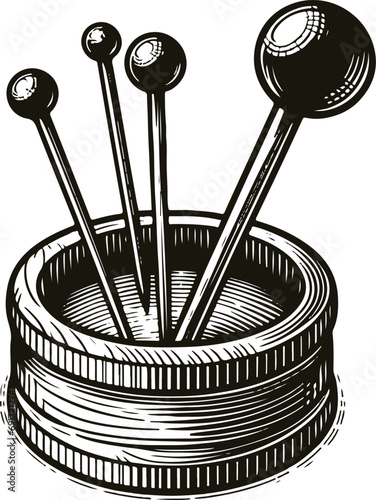 vector illustration of sewing pins