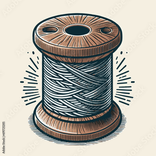     vector illustration of sewing thread, spool