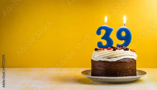 39 years Birthday cake. Thirty nine party. photo