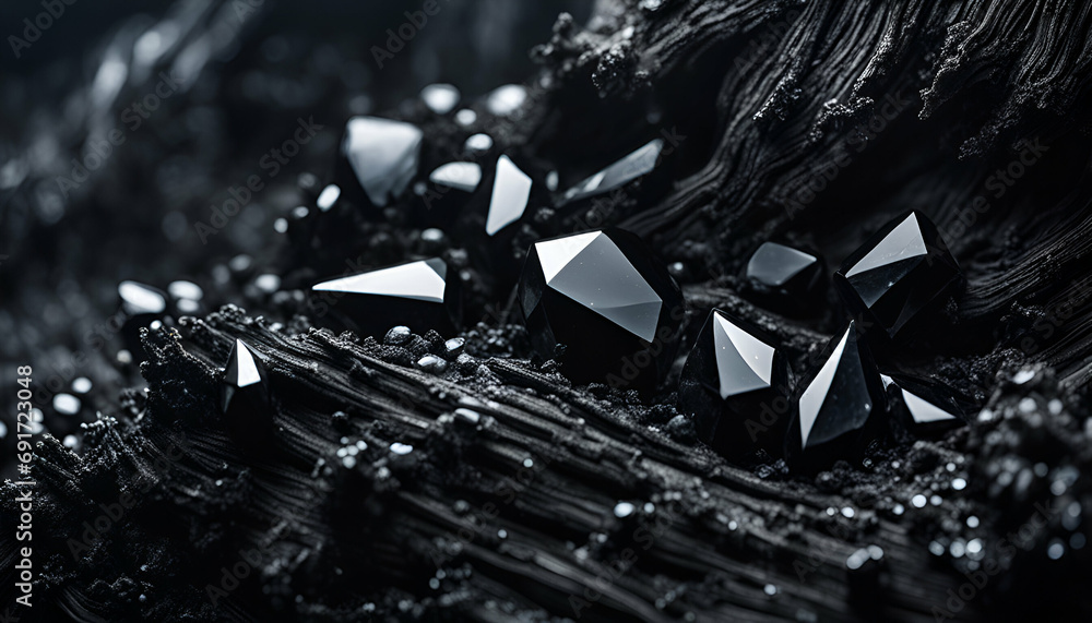 Black obsidian crystals - Generative AI Black obsidian crystals - Generative AI