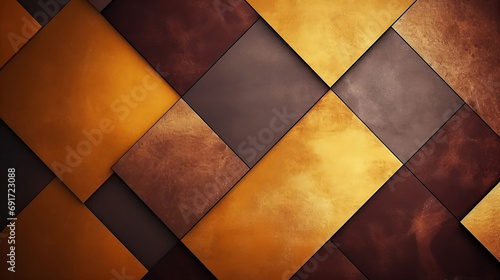 Luxury abstract and geometric background in yellow, prange and brown colors with metallic texture photo