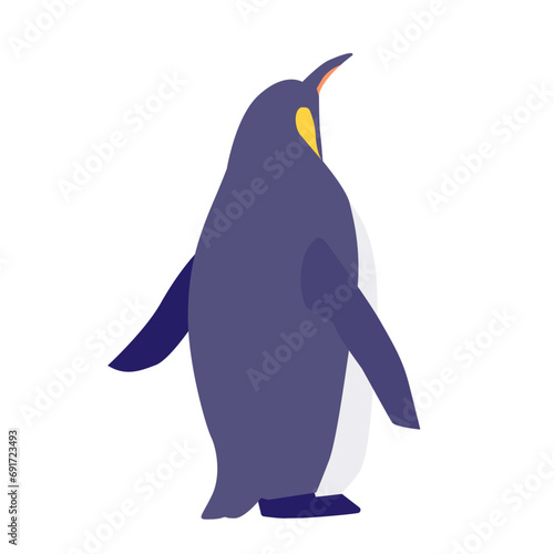見上げる後ろ姿のペンギンのイラスト