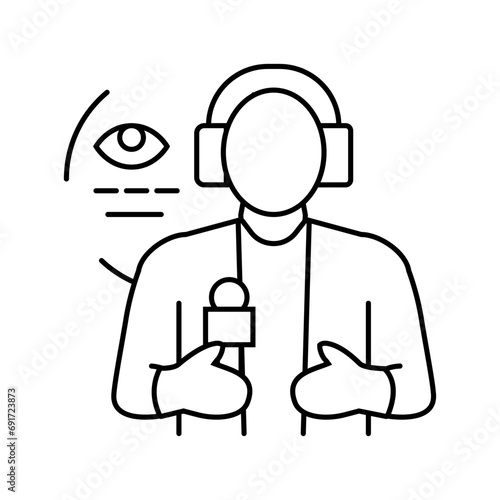 commentator news media line icon vector. commentator news media sign. isolated contour symbol black illustration