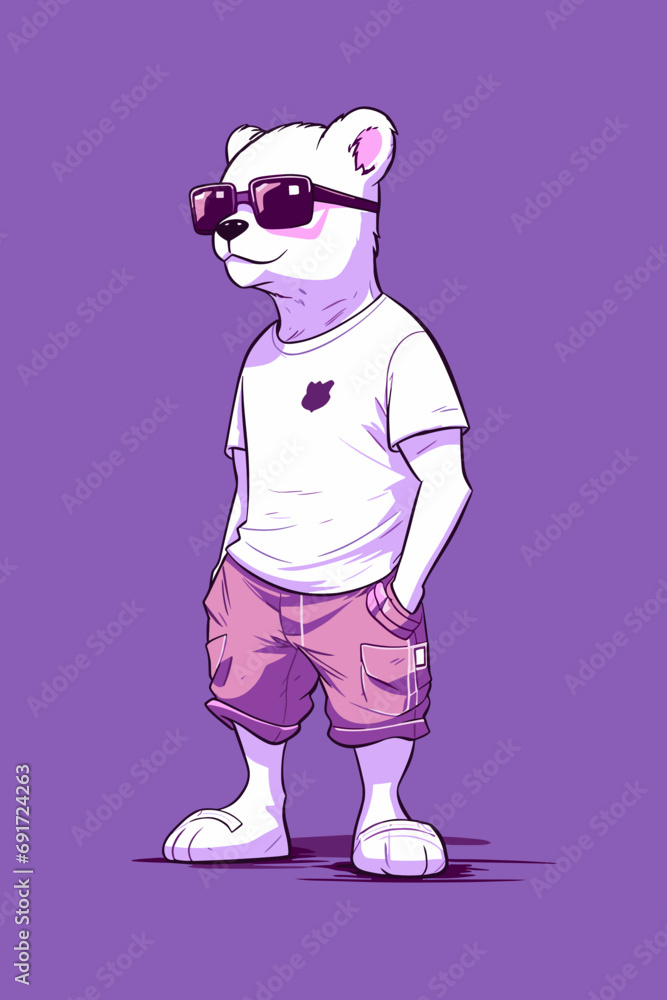 Cool panda, vector illustration Cool panda, vector illustration