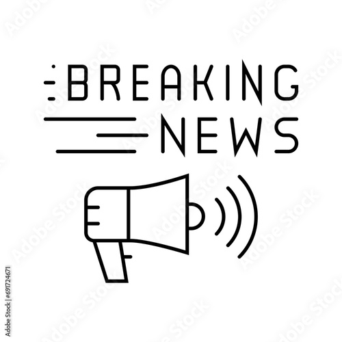 breaking news media line icon vector. breaking news media sign. isolated contour symbol black illustration