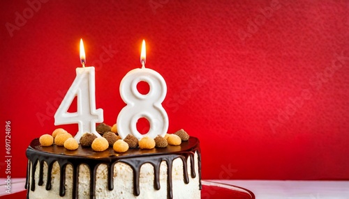 Number 48 Birthday cake. Forty-eight Birthday cake.