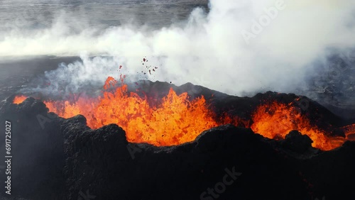 Wallpaper Mural Volcano eruption, branching lava stream. Crater of active volcano. Eruption 2023, Iceland. Torontodigital.ca