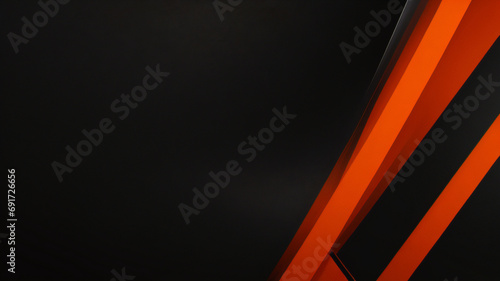 抽象的な暗い灰色の背景に空白スペースにオレンジ色の光線。未来的な暗い豪華な現代技術の背景。