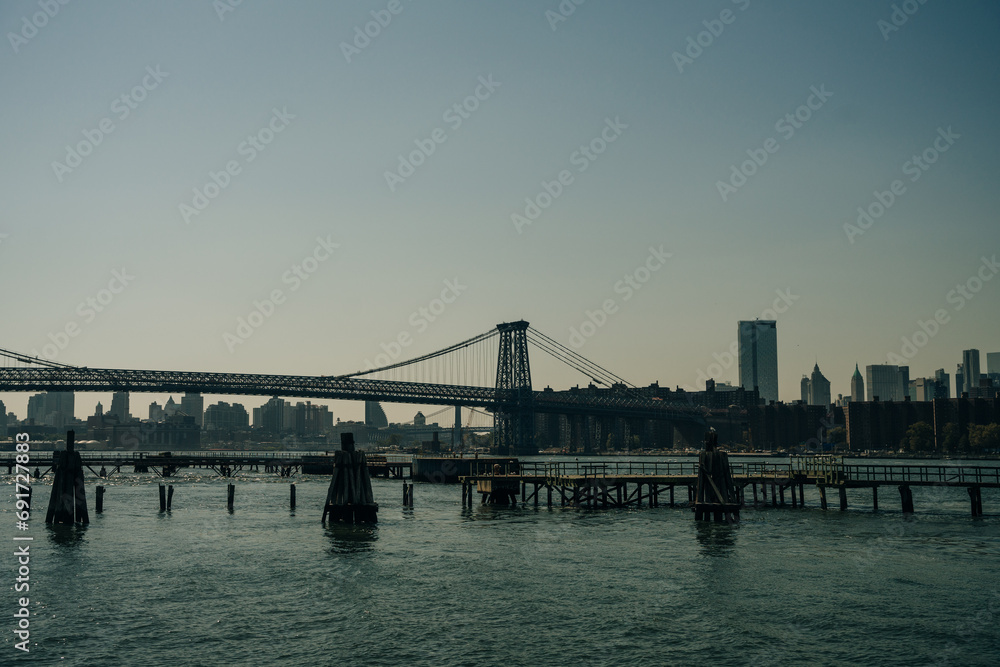 view from Louis Valentino, Jr. Pier, in Red Hook, Brooklyn, New York City