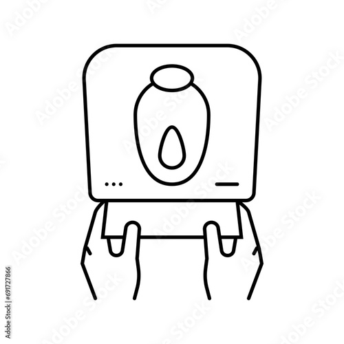 paper cut towel hand line icon vector. paper cut towel hand sign. isolated contour symbol black illustration