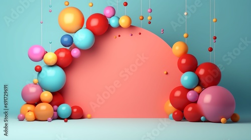 3d style minimalistic Birthday composition poster