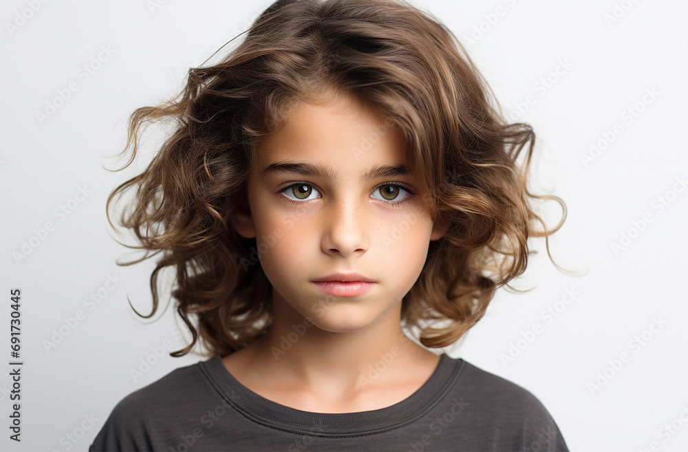 European white kid looking at the camera with white background European white kid looking at the camera with white background