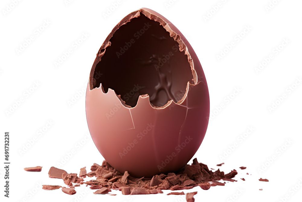 decor dark colourful cocoa celebration candy brown beautiful art abstract confectionery Chocolate egg broken half pastel pink background creative copy space Minimal Easter holiday concept