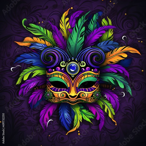Carnival banner with colorful mask and colorful