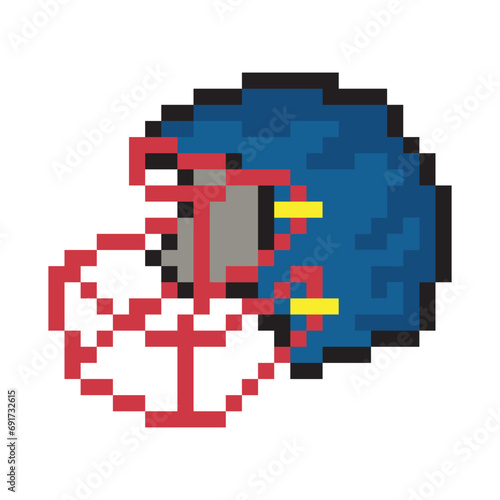 American football helmet with pixel art design